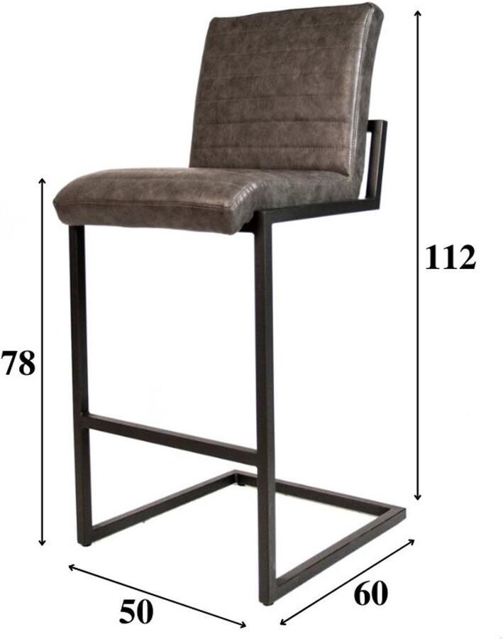 Dimehouse Barkruk Industrieel Antraciet Kuba 78 cm Zithoogte - Foto 2