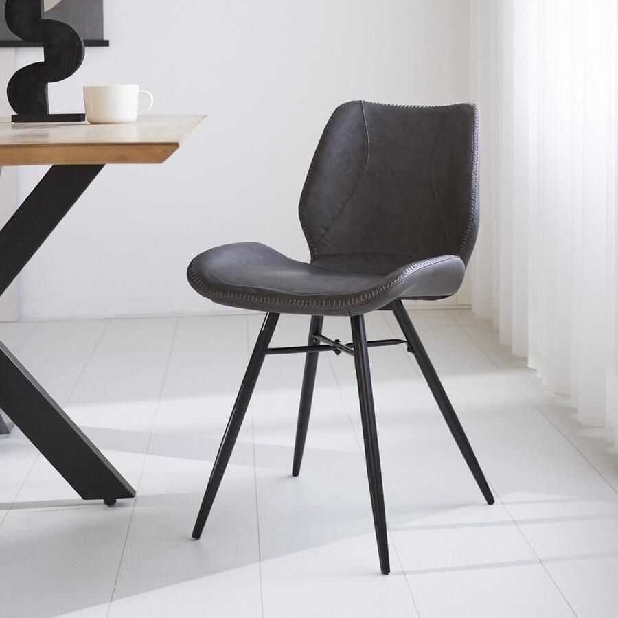 Dimehouse Beau Eetkamerstoel Antraciet Industrieel Zonder Armleuning
