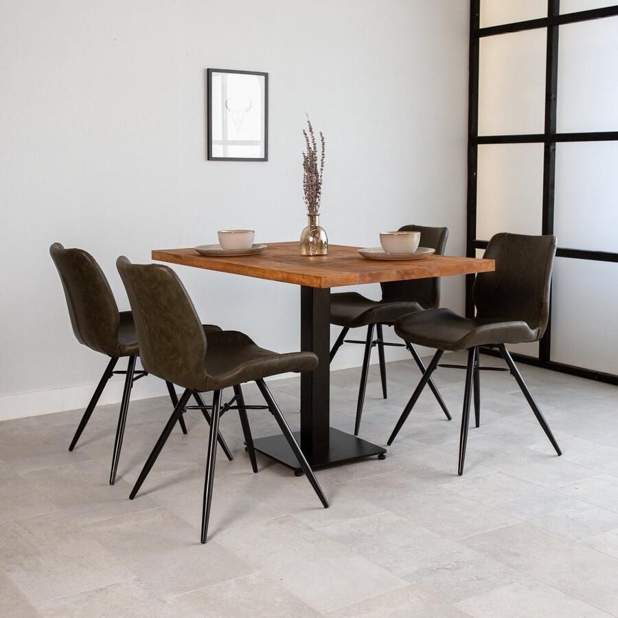 Dimehouse Bistrotafel rechthoek mangohout 120x70 cm Hout Industrieel Rechthoek