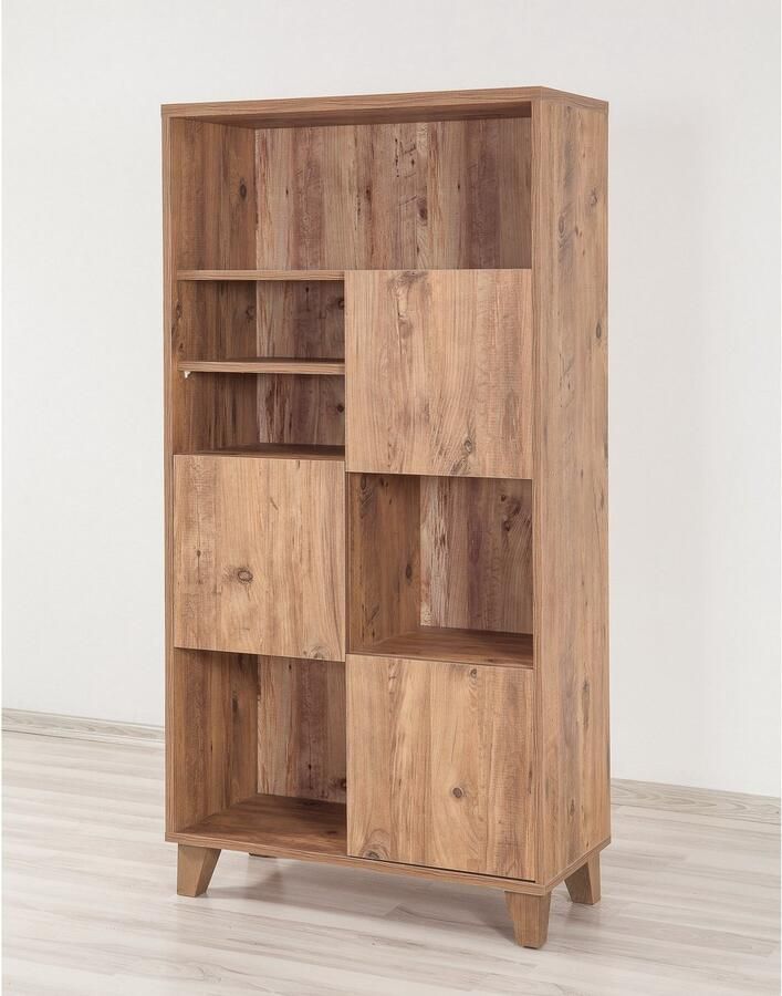 Dimehouse Boekenkast Marina Flora Atlantisch Dennenhout Melamine 80x155x36 cm