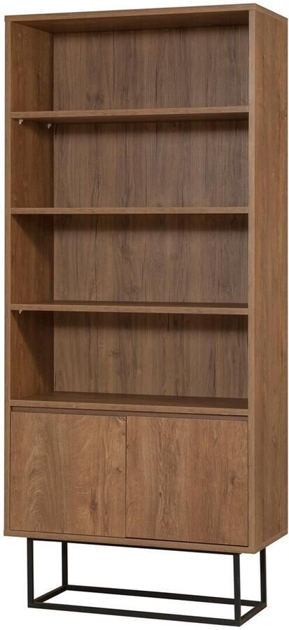Kalune Design Giga Meubel Boekenkast Walnoot|Zwart Hout 80x36x182cm Rea