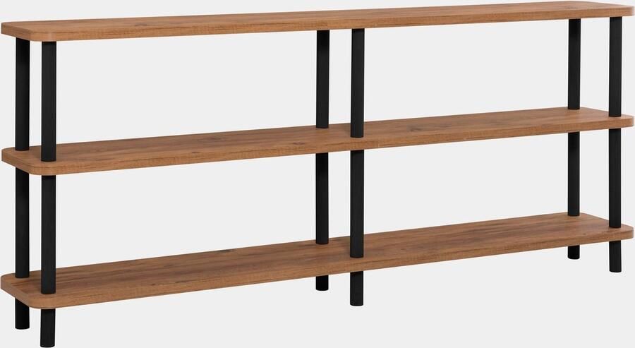 Emob Dora Boekenplank 100% Gemelamineerd 25mm Dikte Haagbeuken Poten 180cm Breedte 74cm Hoogte Zwart Atlantisch Pijnboomhout Woonkamerkasten Bruin Melamine; Spaanplaat Woonkamerkasten Op voorraad - Foto 3