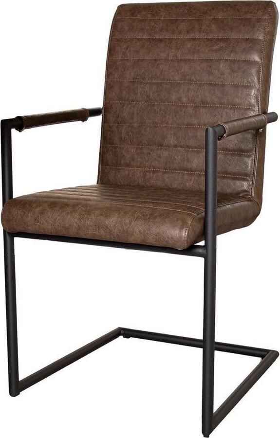 Dimehouse Bras Eetkamerstoel Taupe Industrieel Met Armleuning