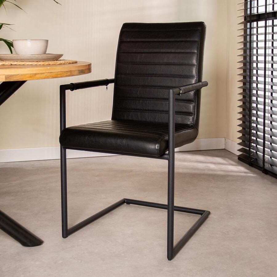 Dimehouse Bras Eetkamerstoel Zwart Industrieel Met Armleuning