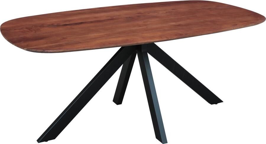 Dimehouse Deens Ovale Eettafel Paris Acaciahout Walnootfinish 180 x 100 x 76 cm 180 x 100 x 76 cm Hout Industrieel Ovaal