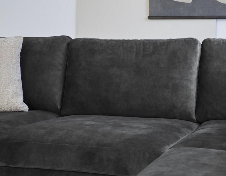 Dimehouse DeGeBe Hoekbank Gaya velvet antraciet rechts Stof Industrieel 247 x 195 x 84 cm