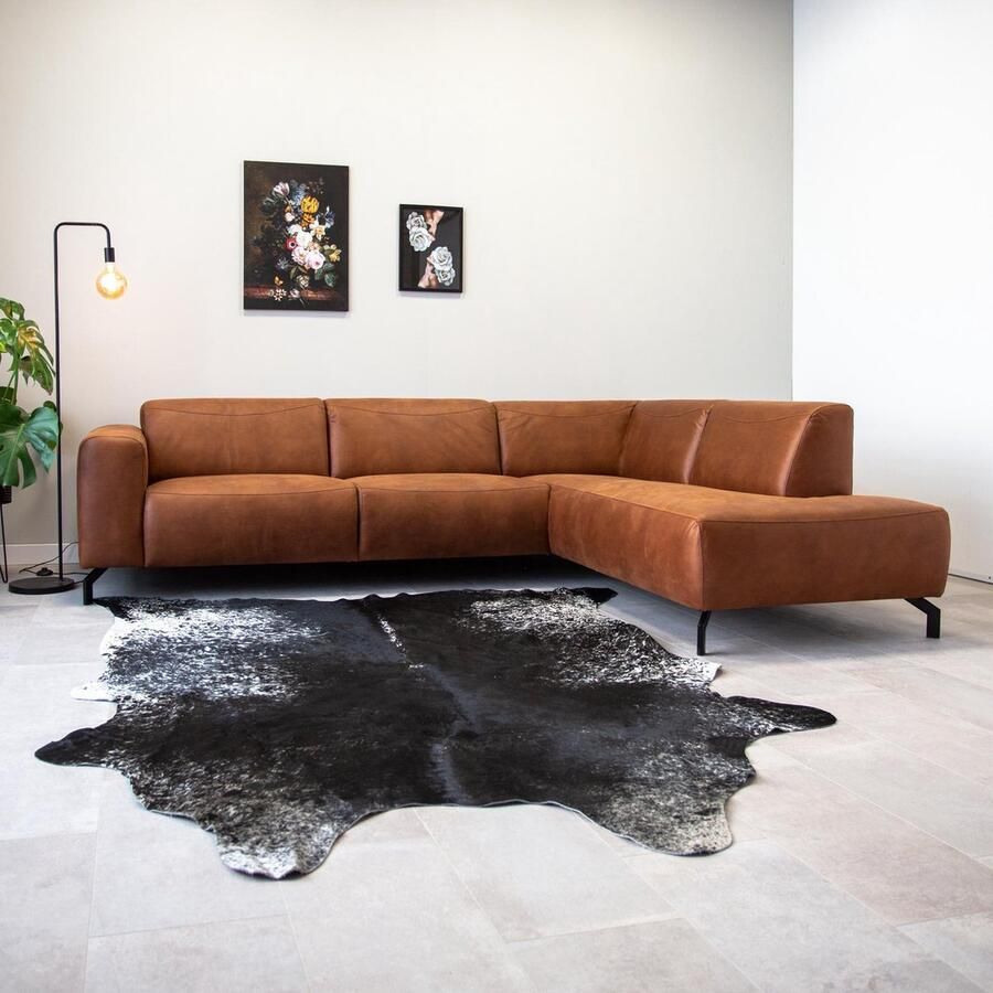 Dimehouse DeGeBe Hoekbank Barin cognac microvezel robuust rechts Stof Industrieel 275 x 210 x 77 cm - Foto 2