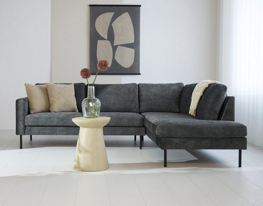 Dimehouse DeGeBe Hoekbank Gaya velvet antraciet rechts Stof Industrieel 247 x 195 x 84 cm - Foto 2