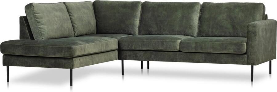 Dimehouse DeGeBe Hoekbank groen velvet hoge poten Gaya links Stof Industrieel 247 x 195 x 84 cm - Foto 2