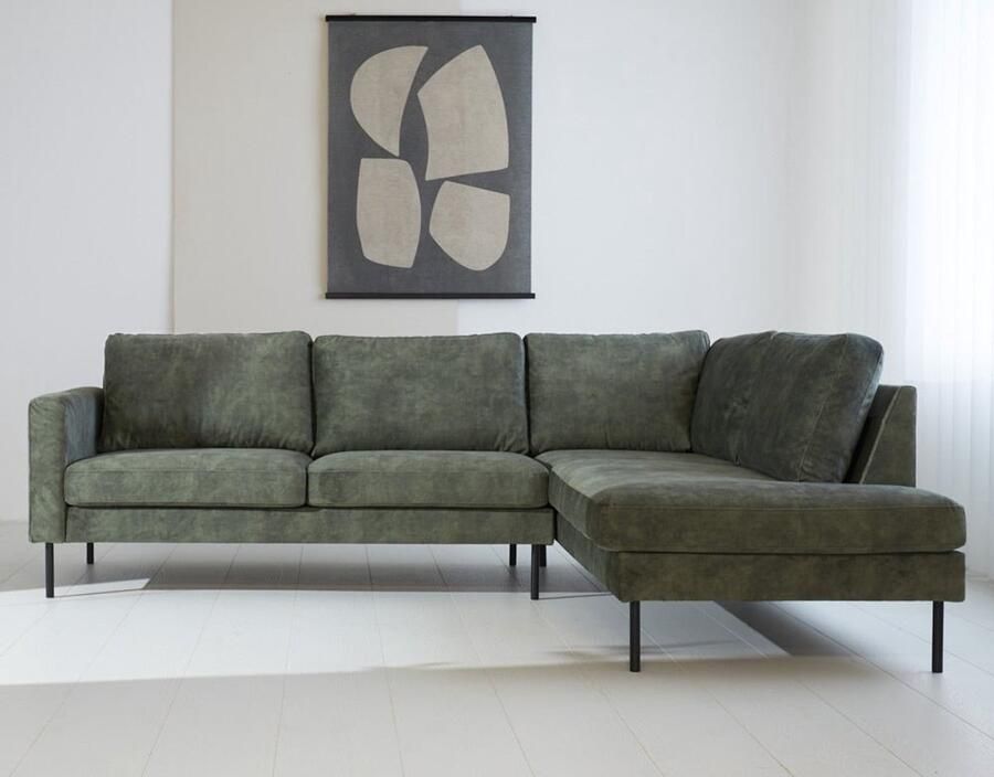 Dimehouse DeGeBe Hoekbank Gaya velvet groen rechts Stof Industrieel 247 x 195 x 84 cm