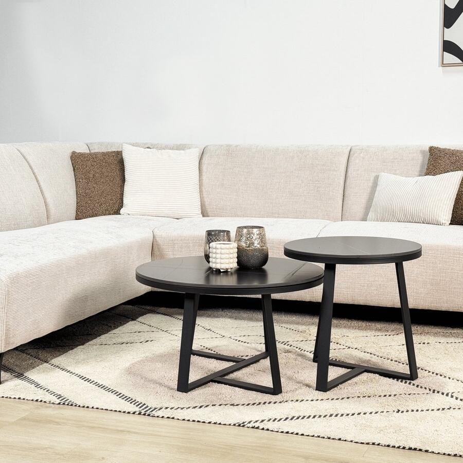 Dimehouse DeGeBe Hoekbank met chaise longue beige chenille stof Manon links Chenille Scandinavisch & Basic 274 x 210 x 84 cm - Foto 2