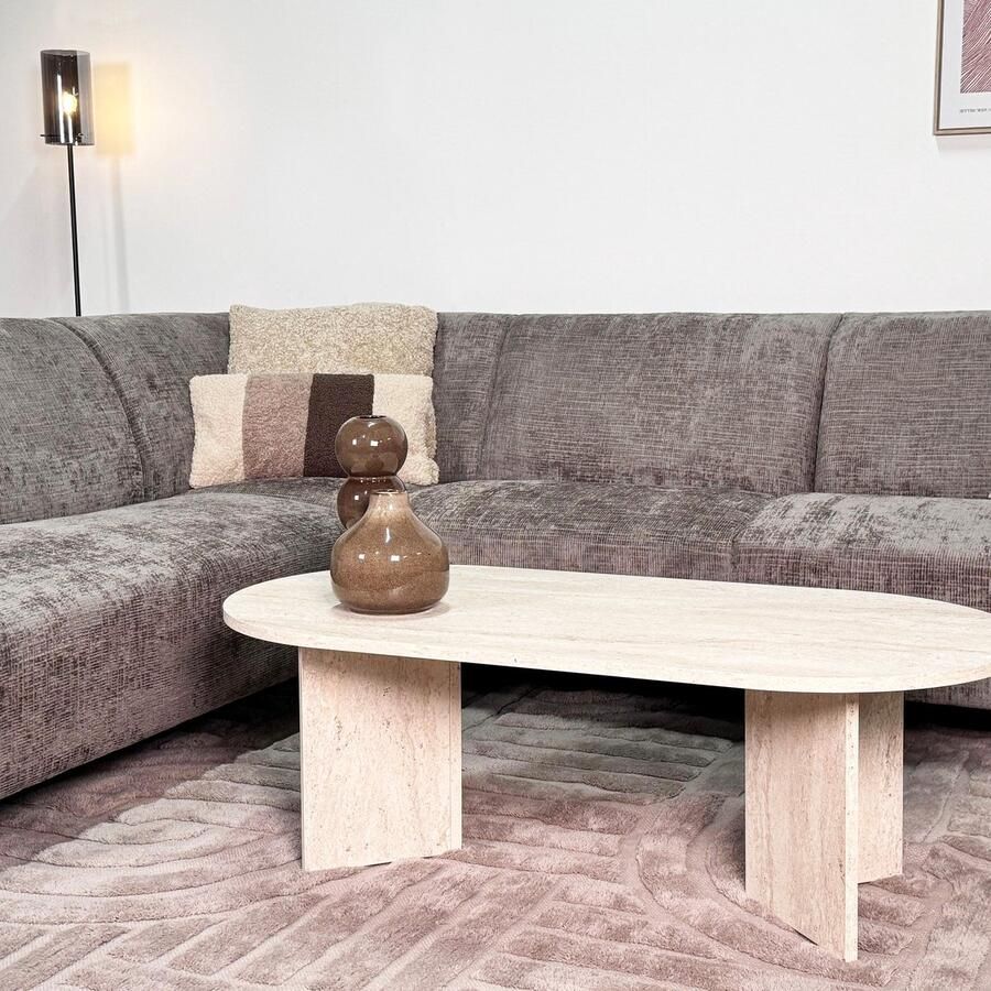 Dimehouse DeGeBe Hoekbank taupe chenille stof met chaise longue links Manon Chenille Scandinavisch & Basic 274 x 210 x 84 cm - Foto 2