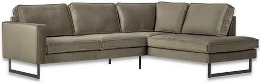 Dimehouse DeGeBe Hoekbank losse kussens champagne taupe velvet Quinn rechts Velvet Industrieel 247 x 195 x 84 cm - Foto 2