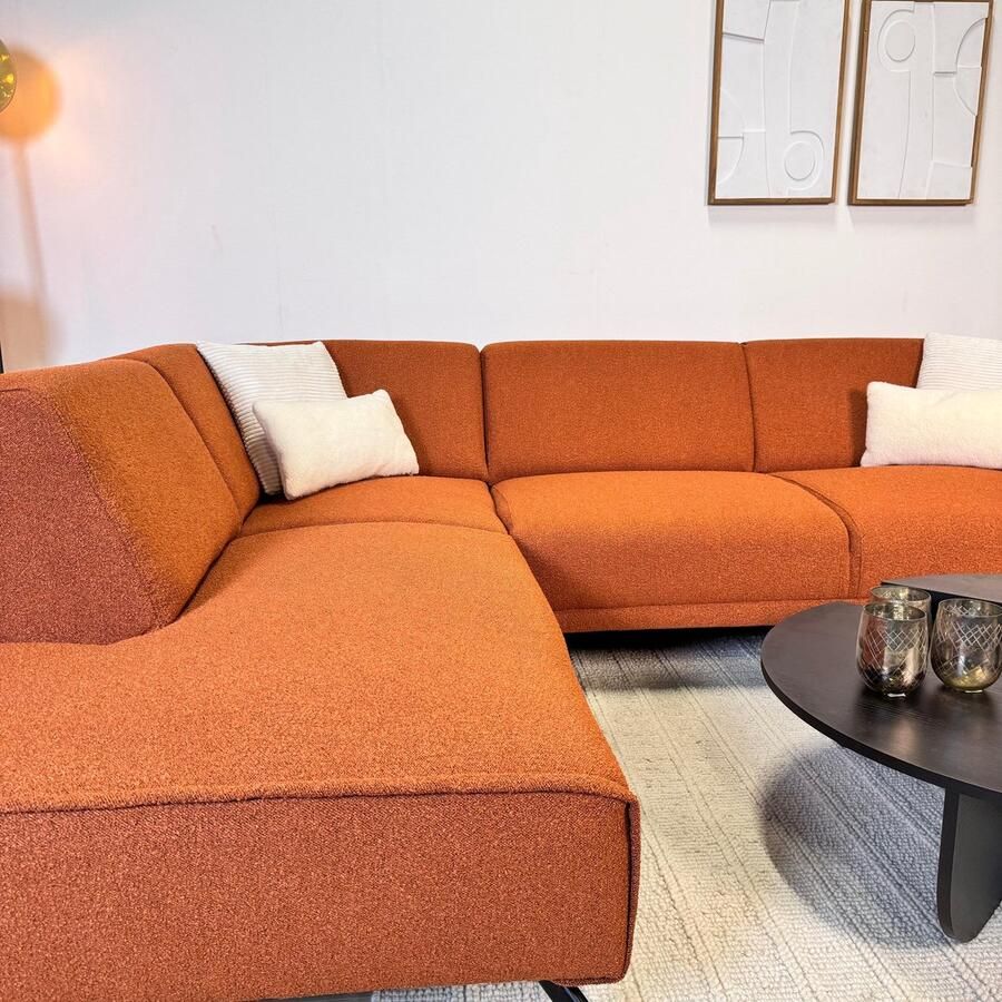 Dimehouse DeGeBe Hoekbank Maël bouclé stof in terracotta kleur links Stof Scandinavisch & Basic 275 x 81 x 210 cm - Foto 2