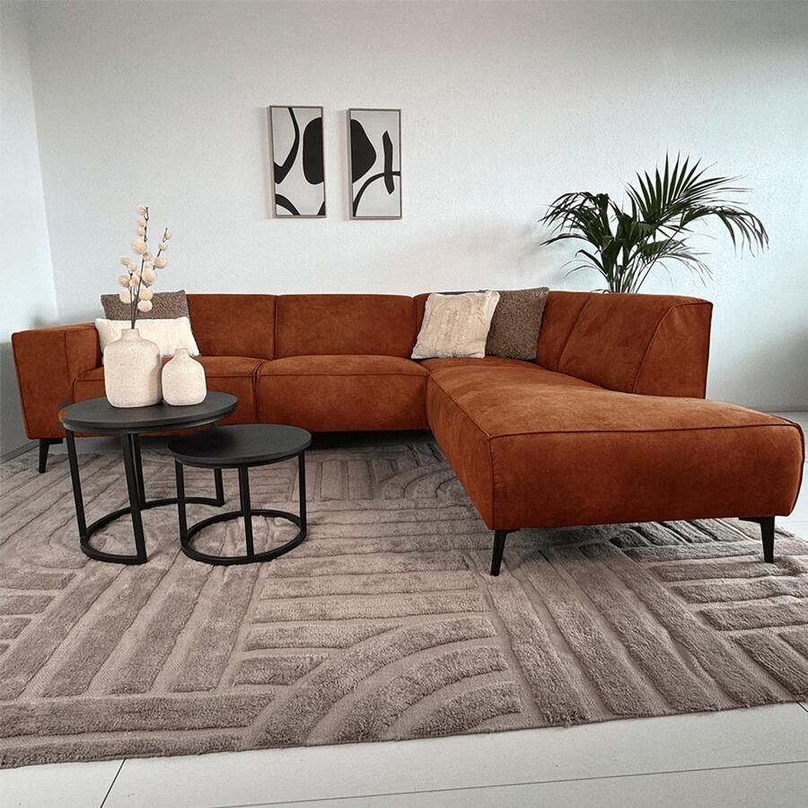 Dimehouse Lounge Industriële hoekbank cognac eco-leer Brisbane rechts Ecoleer Industrieel 275 x 210 x 77 cm - Foto 2