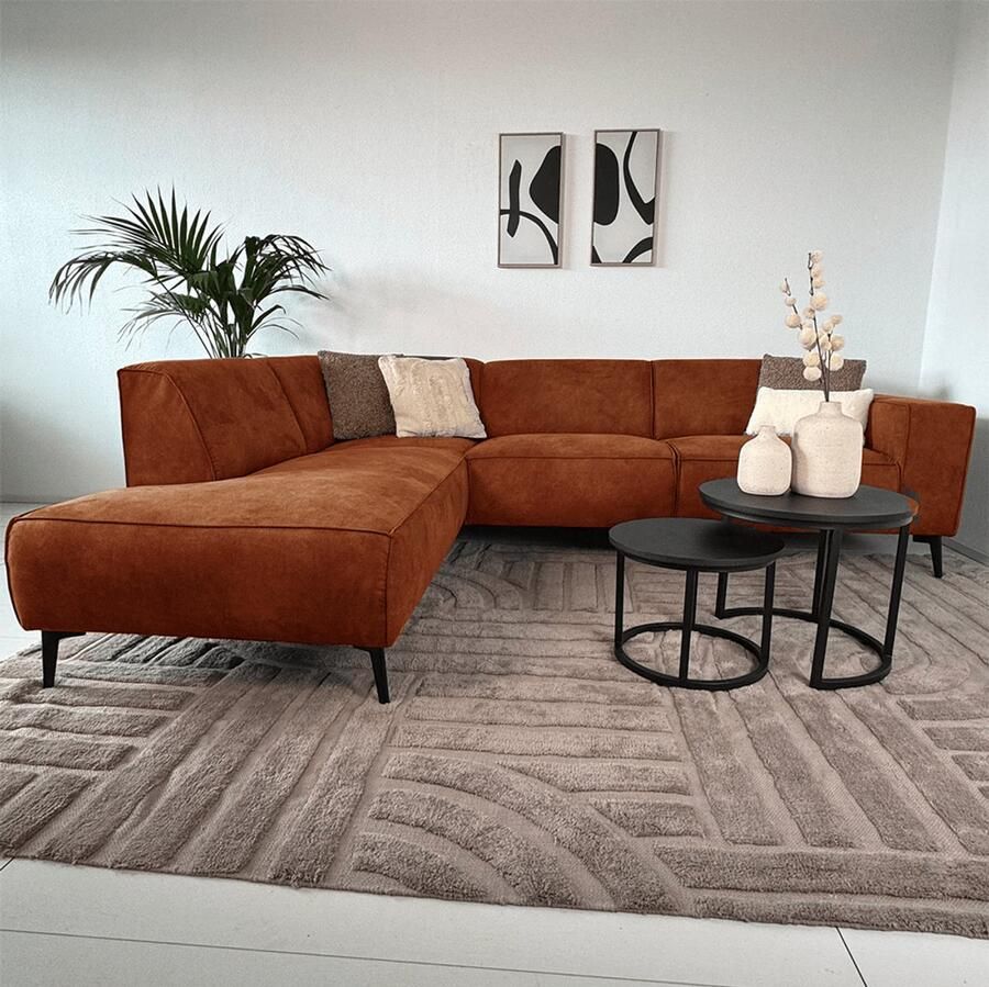 Dimehouse Lounge Industriële hoekbank cognac eco-leer Brisbane links Ecoleer Industrieel 270 x 210 x 77 cm - Foto 4