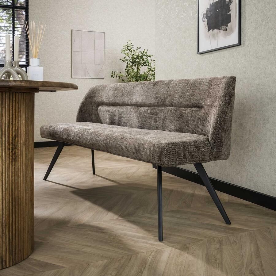 Dimehouse DH Interior Eetkamerbank Chia Chenille Stof Rich Taupe 188 cm Velvet Modern