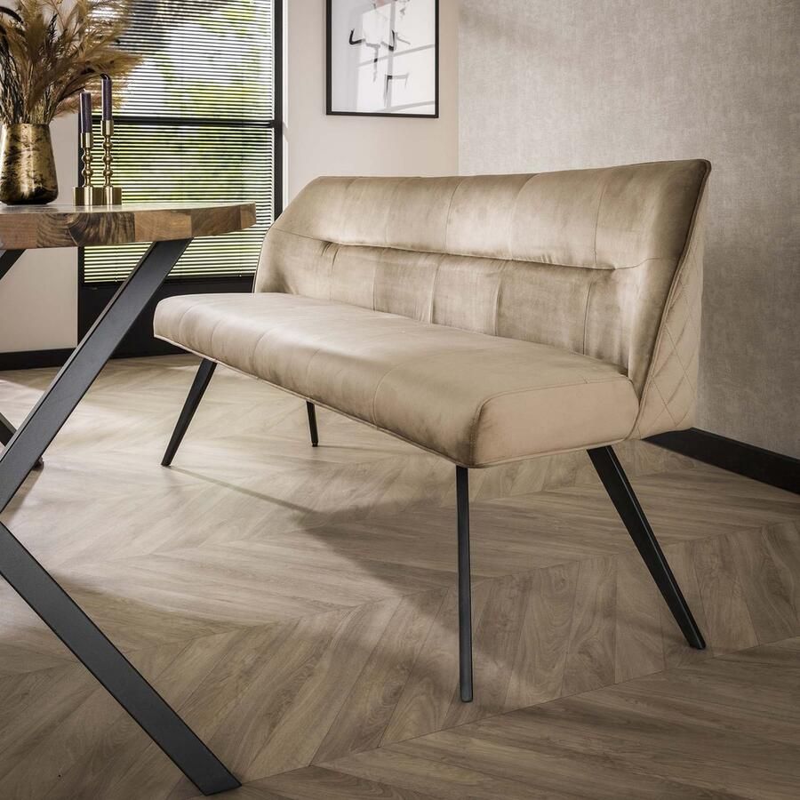 Dimehouse DH Interior Velvet Eetkamerbank Marianne Champagne 188 cm Velvet Modern 188 x 53 x 84 cm