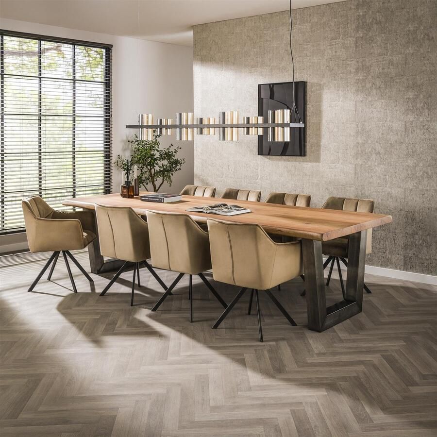 Dimehouse Industriële Boomstam Eettafel Tristan Acaciahout 300x100 300 x 100 x 77 cm Hout Industrieel Rechthoek - Foto 2