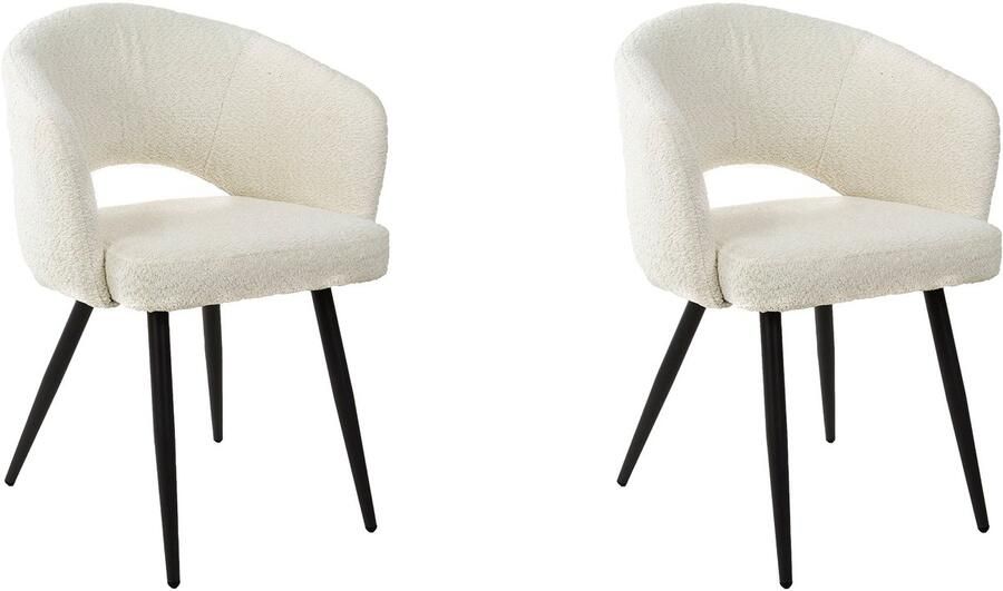 Dimehouse DH Interior Set van 2 eetkamerstoelen Cargo Bouclé Wit Stof wit Design