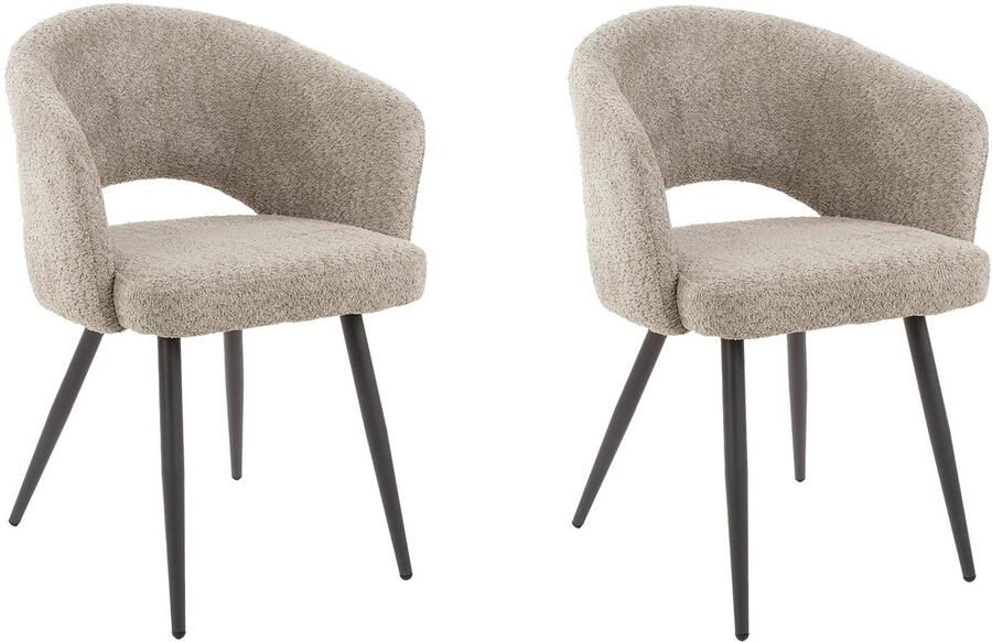 Dimehouse DH Interior Set van 2 eetkamerstoelen Cargo Bouclé Zand Stof zand Industrieel