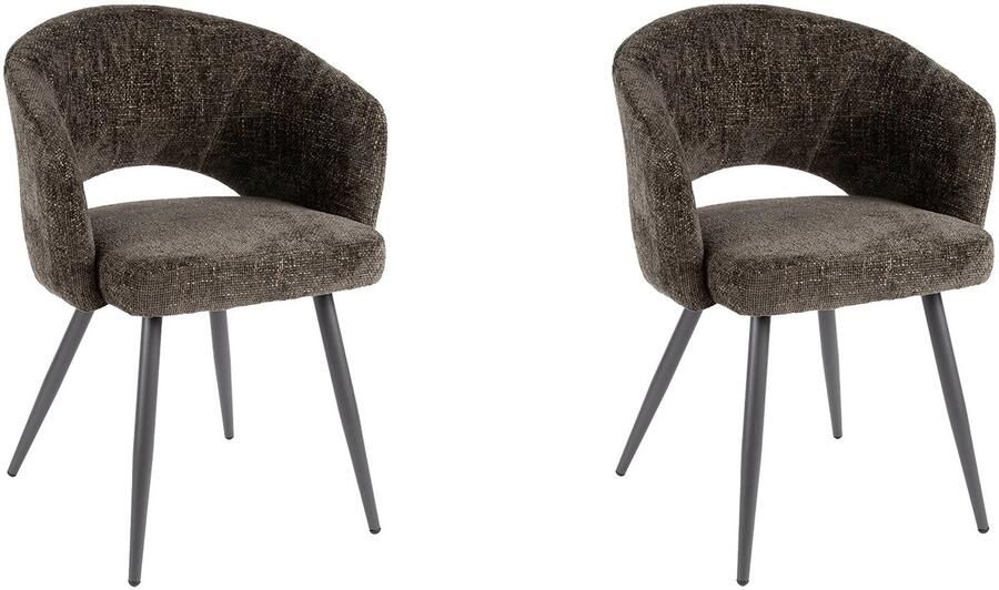 Dimehouse DH Interior Set van 2 eetkamerstoelen Cargo Stof Bruin Tissee Scandinavisch & Basic