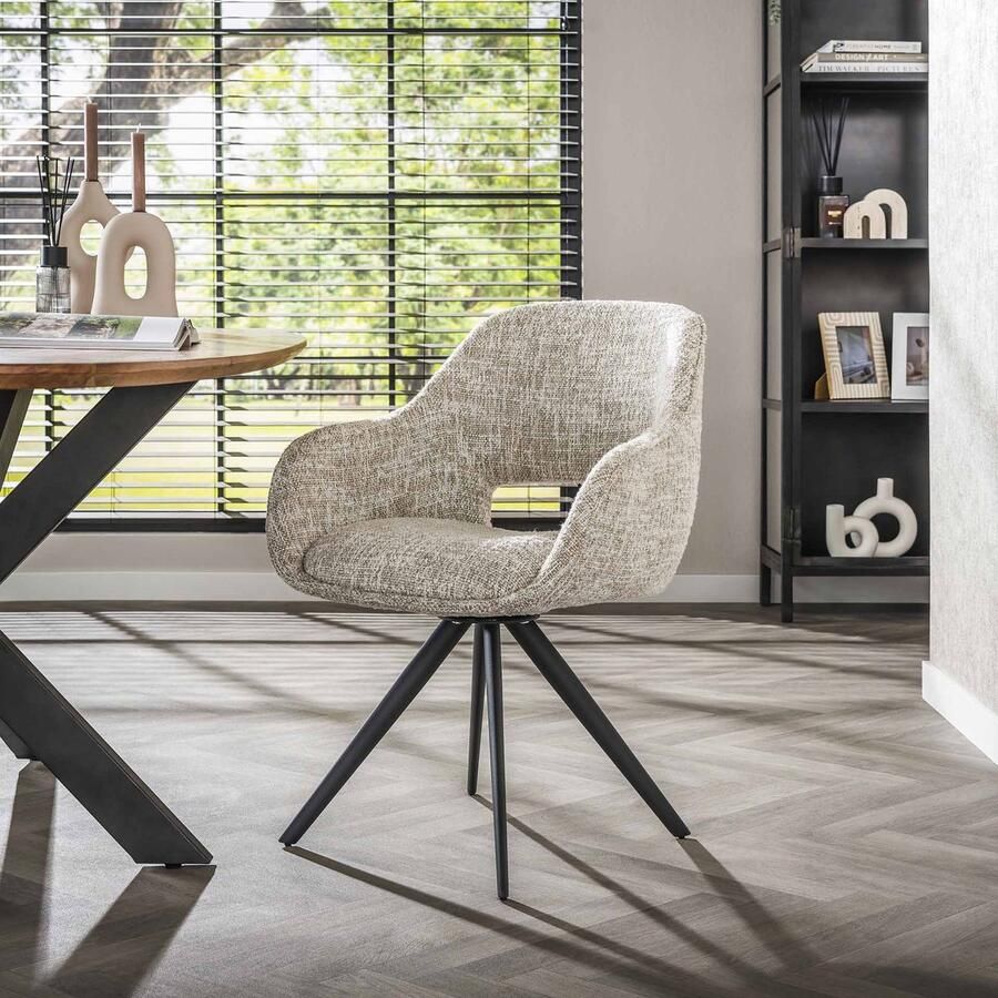 Dimehouse DH Interior Set van 2 Eetkamerstoelen Springo Draaibaar Eagle Crème Eagle Modern