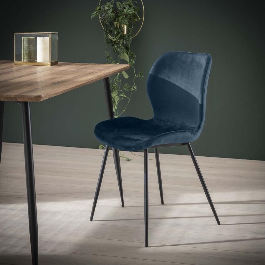Dimehouse DH Interior Set van 4 eetkamerstoelen Argo Velours blauw Velours blauw Industrieel - Foto 2