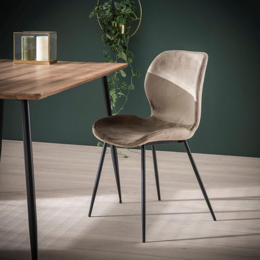 Dimehouse DH Interior Set van 4 moderne eetkamerstoelen Argo Velours champagne Velours champagne Modern - Foto 2