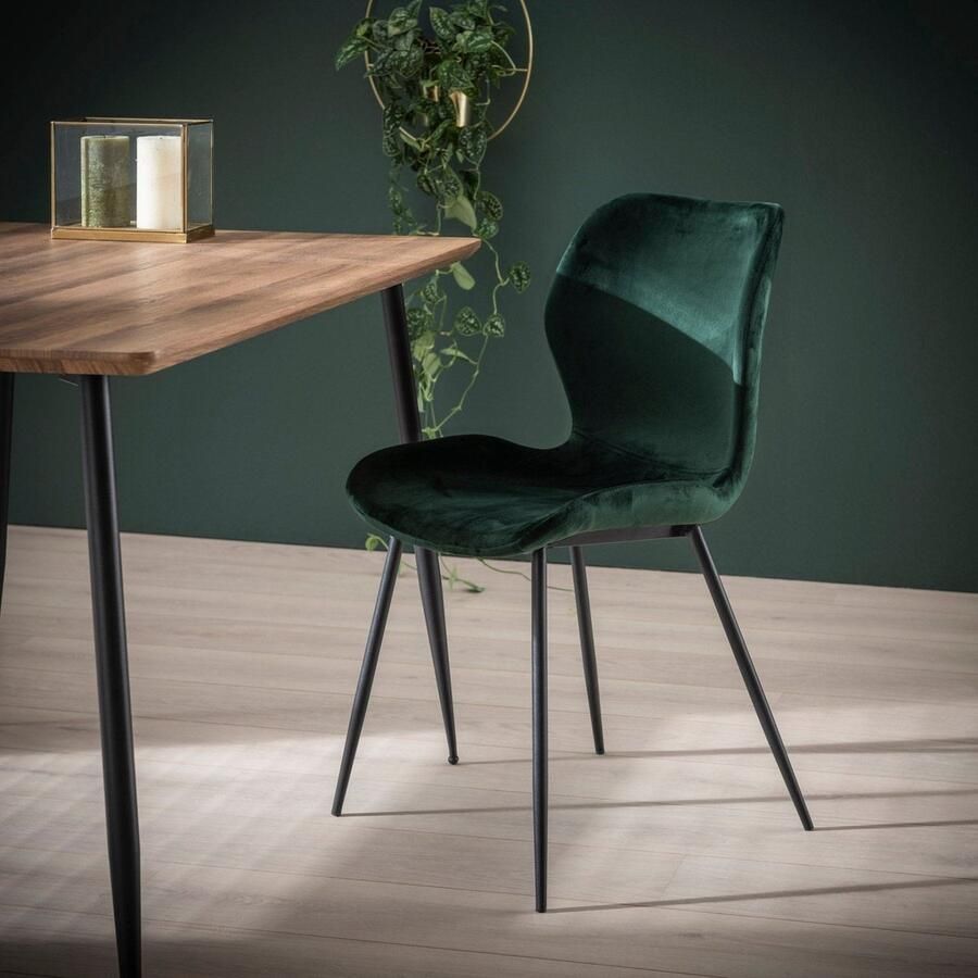 Dimehouse DH Interior Set van 4 moderne eetkamerstoelen Argo Velours Groen Velours groen Modern - Foto 2