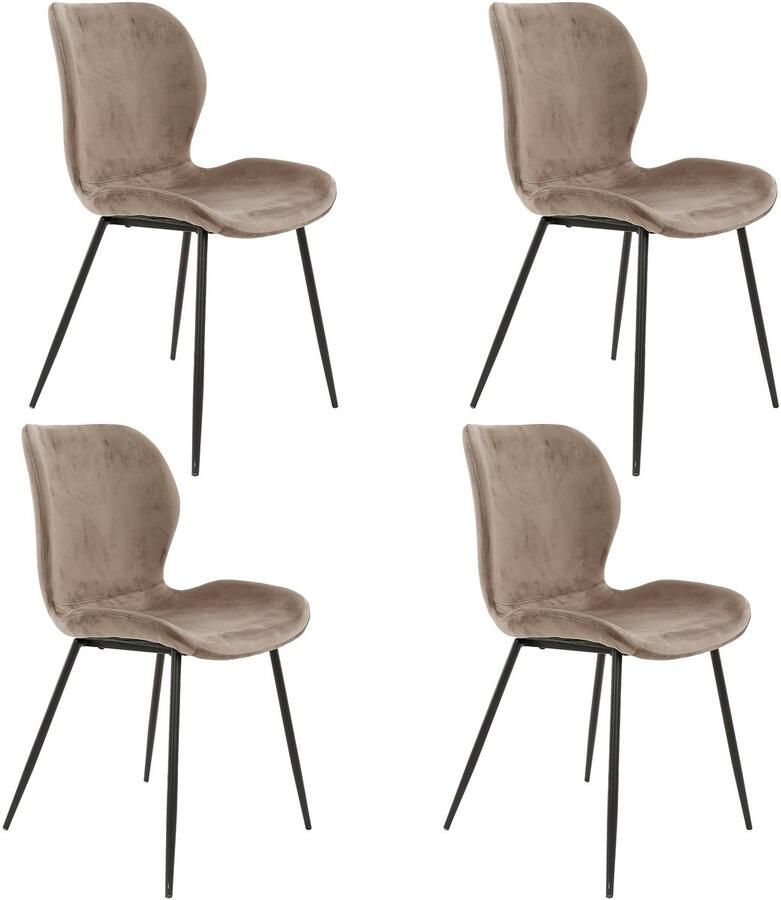 Dimehouse DH Interior Set van 4 moderne eetkamerstoelen Argo Velours champagne Velours champagne Modern