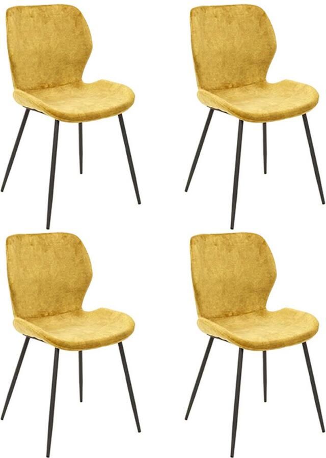 Dimehouse DH Interior Set van 4 moderne eetkamerstoelen Argo Velours goud Velours goud Modern