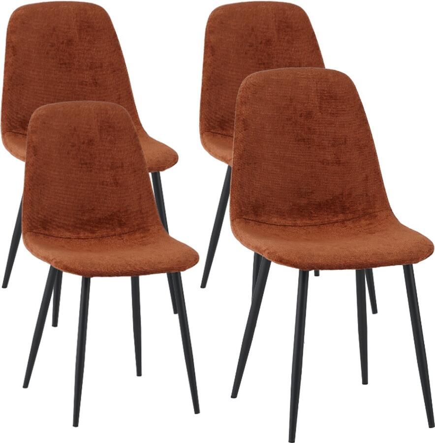 Dimehouse DH Interior Set van 4 Scandinavische Eetkamerstoelen Terra Chenille Stof Swift Zonder Armleuningen Chenille Scandinavisch & Basic - Foto 2
