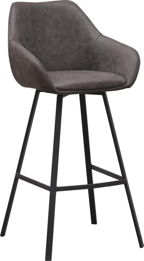 Dimehouse Draaibare Barkruk Antraciet Eco-leer Elise Met Armleuning Zithoogte 79 cm