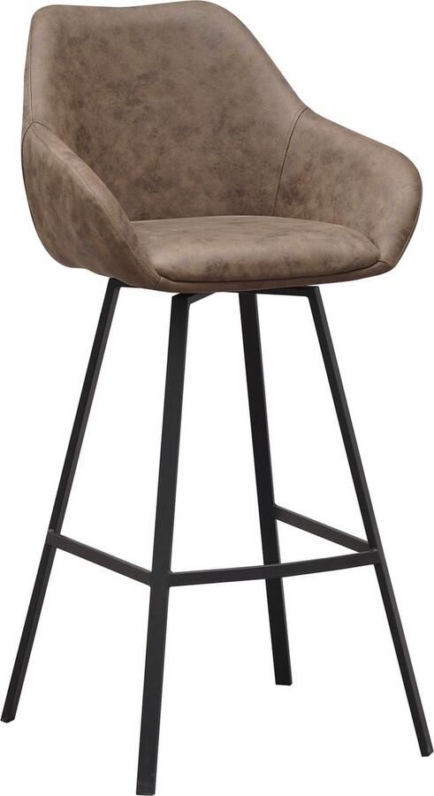 Dimehouse Draaibare Barkruk Groen Eco-leer Elise Met Armleuning Zithoogte 79 cm