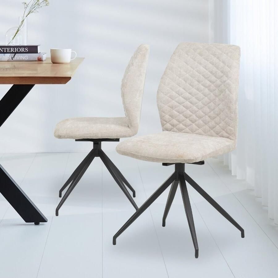 Dimehouse Draaibare Eetkamerstoel Lichtgrijs Charly Chenille Stof Scandinavisch Industrieel