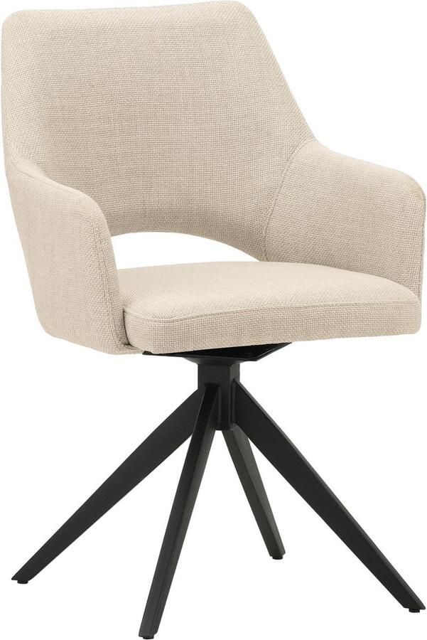 Dimehouse Moderne Draaibare Eetkamerstoel Beige Stof Sid Met Armleuningen Stof Industrieel