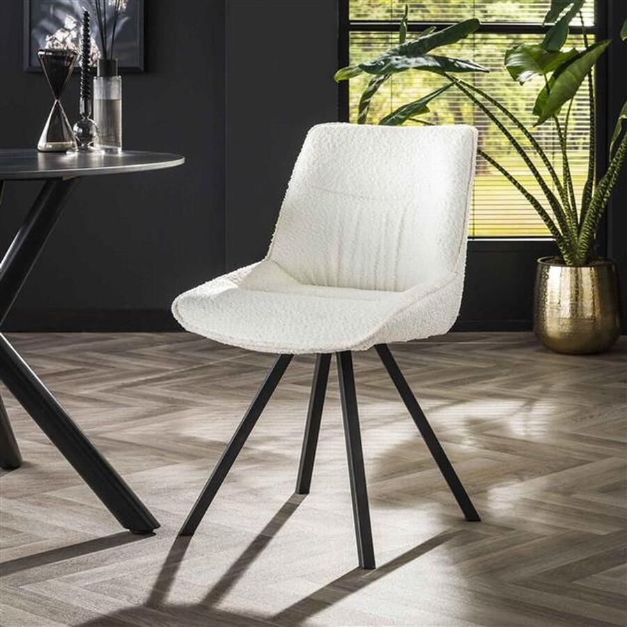 Dimehouse Eetkamerstoel Marina bouclé set van 2 Wit