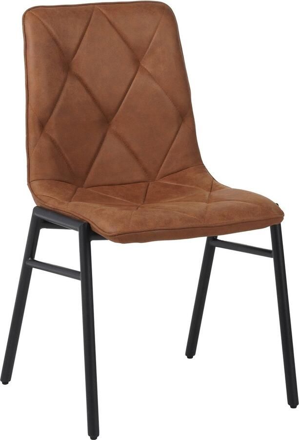 Dimehouse Eetkamerstoel Noan Microvezel Cognac Zonder Armleuningen Stof Industrieel