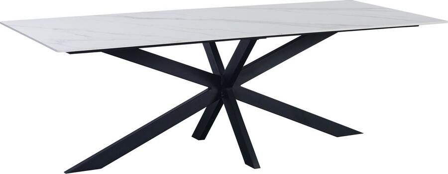 Dimehouse Eettafel Edin Sintered Stone Marmerlook Wit 230 x 100 x 76cm 230 x 100 x 76cm Marmer Industrieel Rechthoek