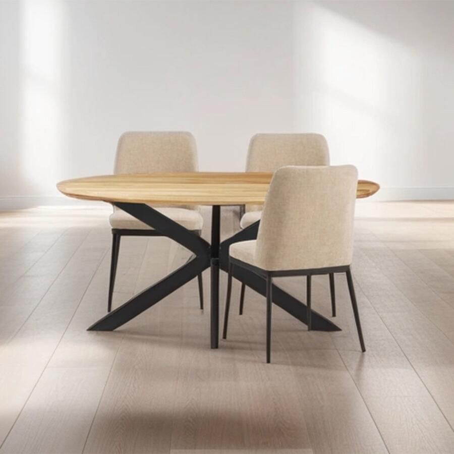 Dimehouse Eettafel Odin eikenhout ovaal matrix frame klein 180 x 100 cm 180 x 100 cm Eikenhout Industrieel Ovaal - Foto 2