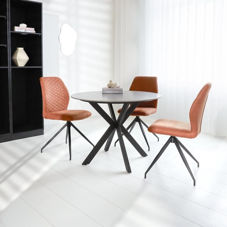Dimehouse Eettafel Rond Sintered Stone Marmerlook Grijs Yuna 120 x 120 x 76 cm Marmer Modern Rond - Foto 3