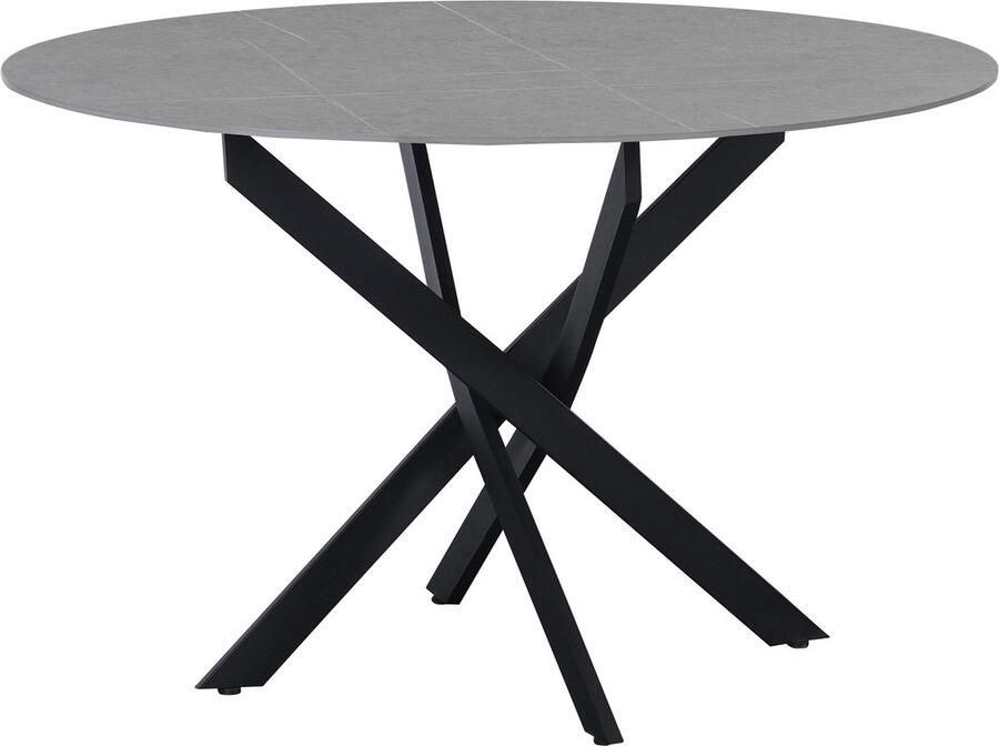 Dimehouse Eettafel Vivian marmerlook grijs 120 x 120 x 76 cm 120 x 120 x 76 cm Marmer Industrieel Rond