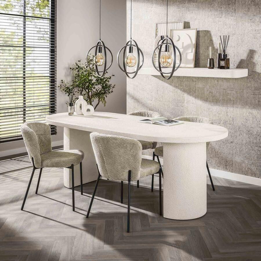 Dimehouse Eettafel Zina 215x95 cm stone wit