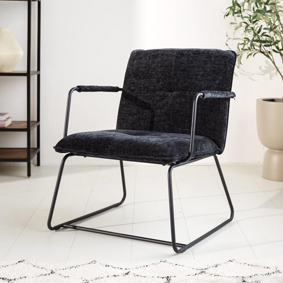 Dimehouse Fauteuil Hailey zwart chenille