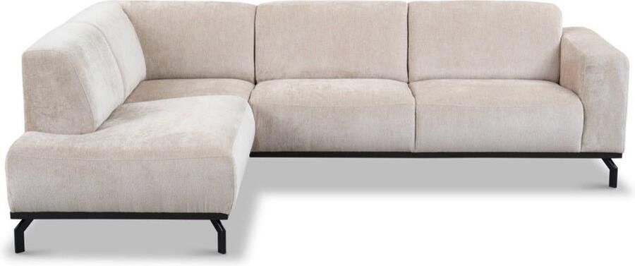Dimehouse DeGeBe Hoekbank Chloe velvet beige met hoge poten links Stof Scandinavisch & Basic 256 x 188 x 77 cm - Foto 2