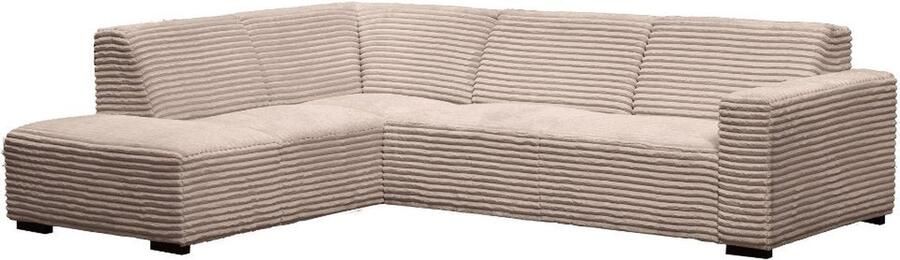 Dimehouse Lounge Hoekbank beige super zachte ribstof Gavi links Stof Scandinavisch & Basic 270 x 77 x 210 cm - Foto 3