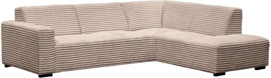 Dimehouse Lounge Hoekbank beige super zachte ribstof Gavi rechts Stof Scandinavisch & Basic 270 x 77 x 210 cm - Foto 3