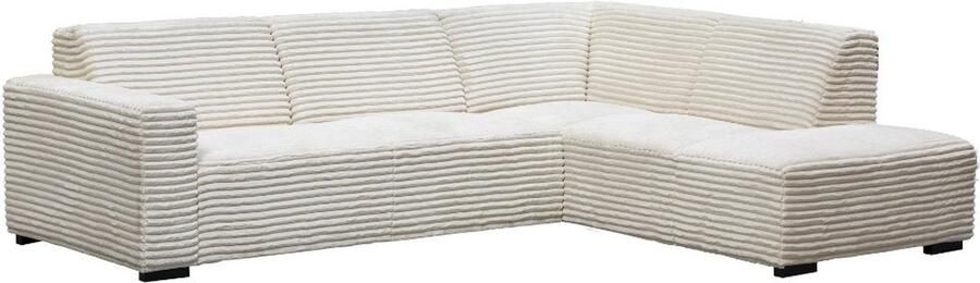 Dimehouse Lounge Hoekbank crème super zachte ribstof Gavi rechts Stof Scandinavisch & Basic 270 x 77 x 210 cm - Foto 1