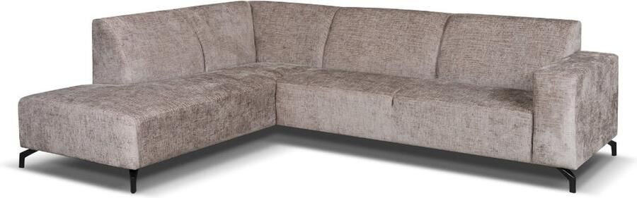 Dimehouse DeGeBe Hoekbank taupe chenille stof met chaise longue links Manon Chenille Scandinavisch & Basic 274 x 210 x 84 cm - Foto 3